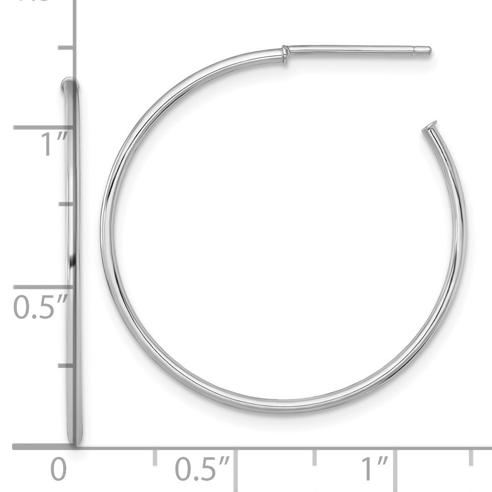 14k White Gold Polished 1.2 x 30mm Solid C-Hoop Earrings