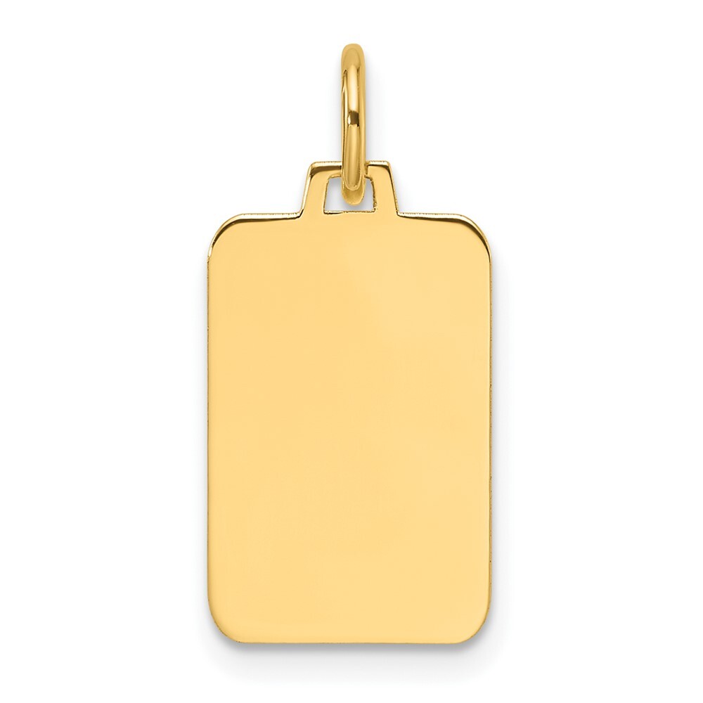 14k Yellow Gold Plain .018 Gauge Engravable Rectangular Disc Charm Pendant