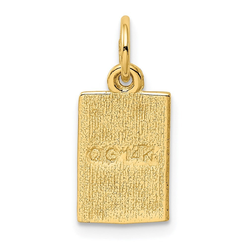 14k Yellow Gold Enameled Ace of Spades Card Charm Pendant