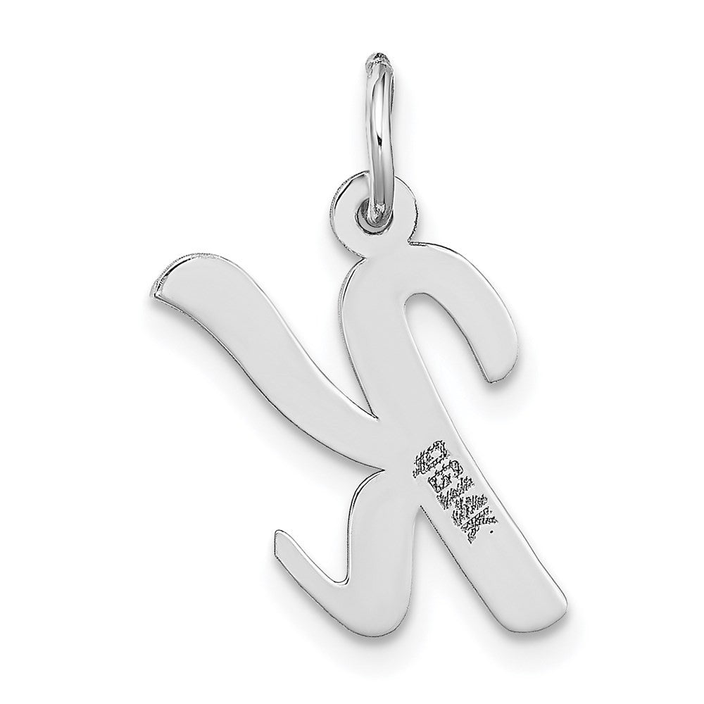 14k White Gold Medium Script Letter K Initial Charm Pendant
