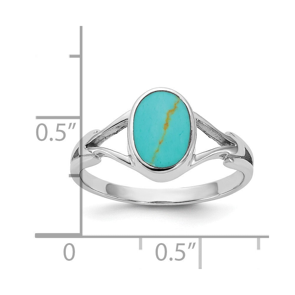 Sterling Silver Rhodium-plated Polished Reconstituted Turquoise Ring Size 6