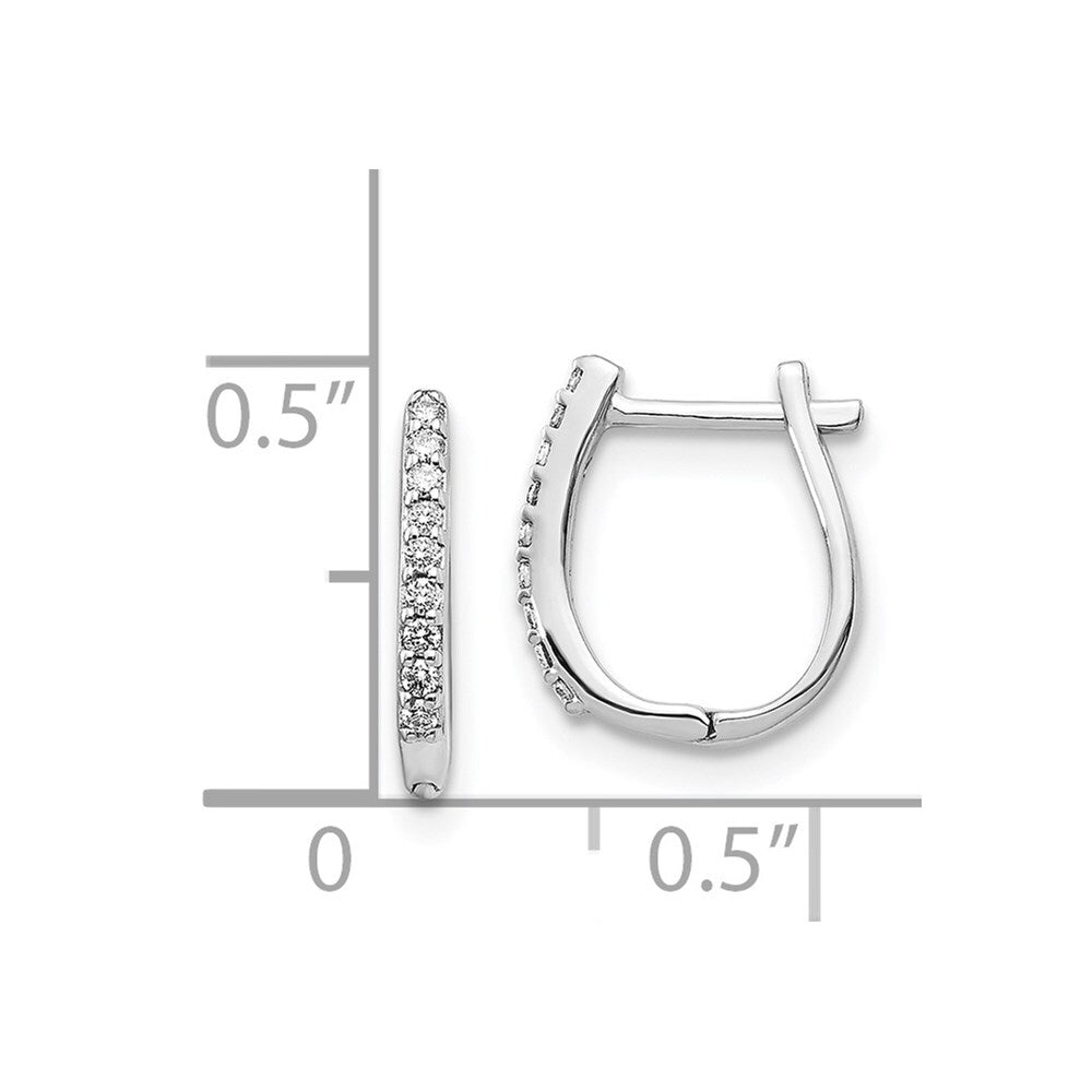 14k White Gold Diamond Hinged Hoop Earrings Gift for Women