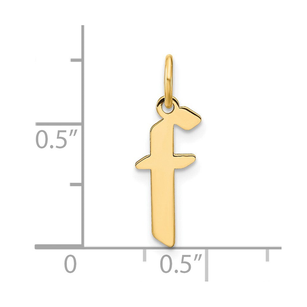 14k Yellow Gold Lowercase Letter F Initial Pendant for Women