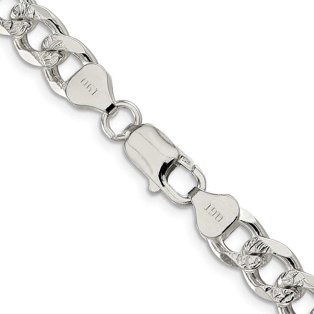 Sterling Silver 8.3mm Pav� Curb Chain Necklace