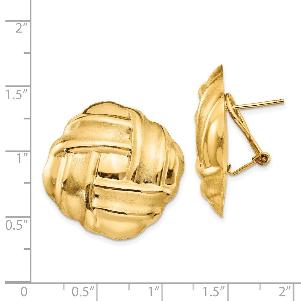 14k Yellow Gold Polished & Satin Omega Back Stud Earrings