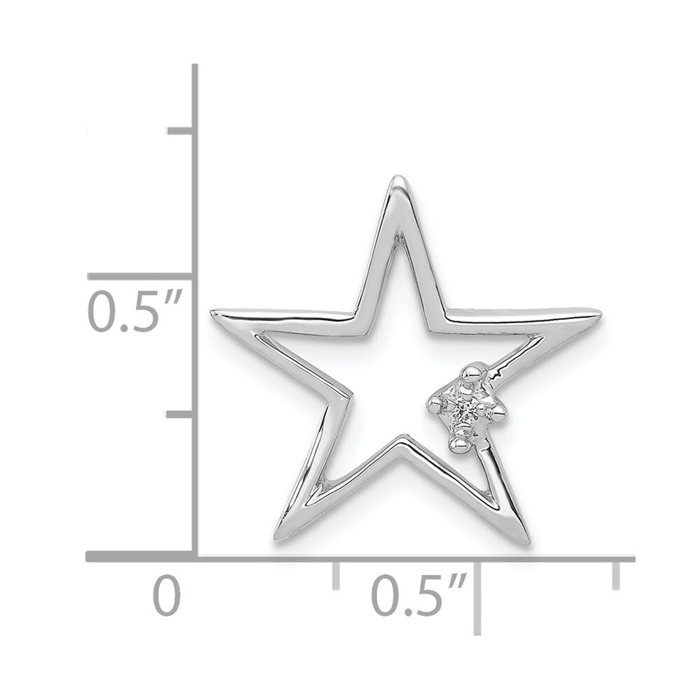 14k White Gold .01ct. Diamond Star Chain Slide Pendant for Women