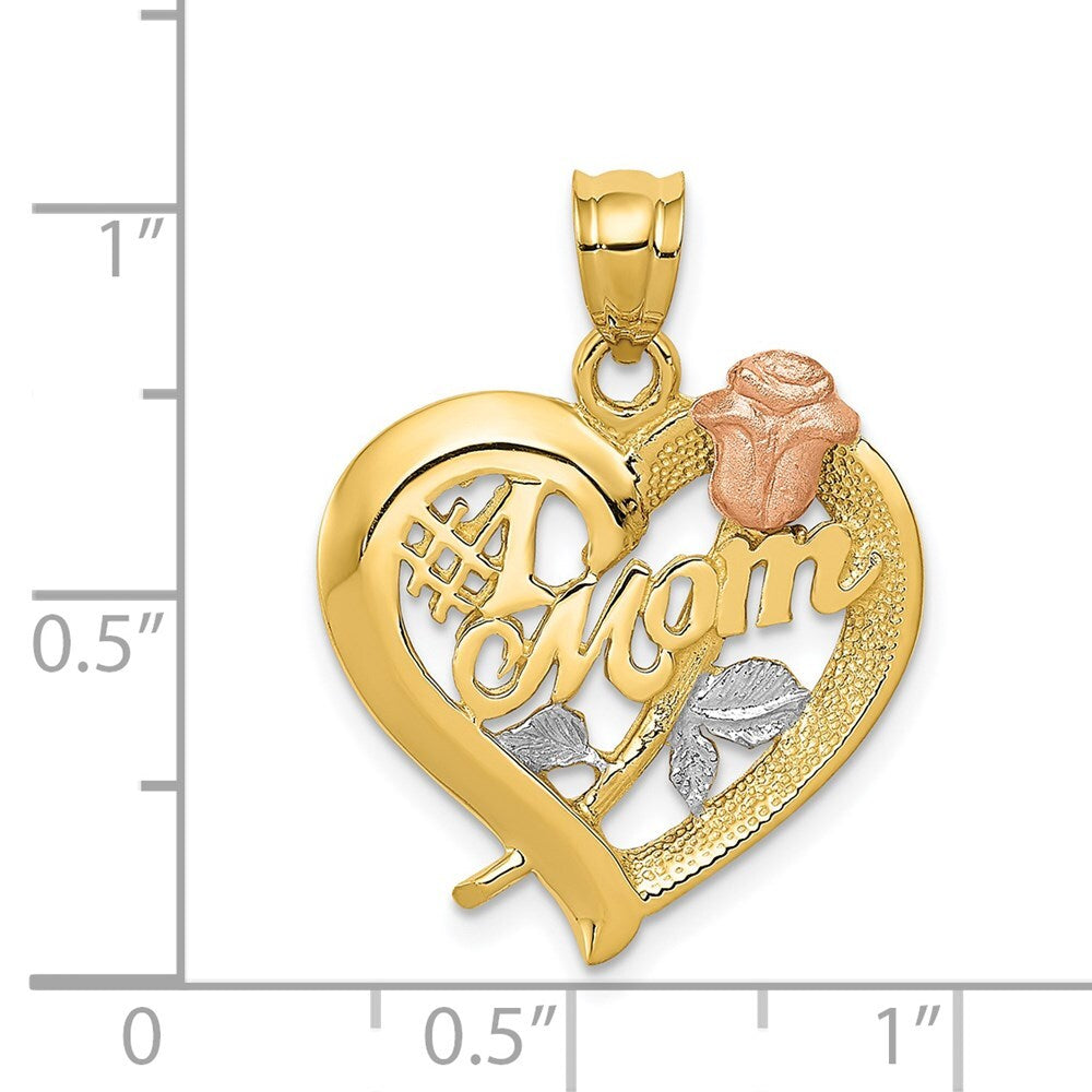 14k Two-tone Gold Rhodium Mom Charm Pendant for Women