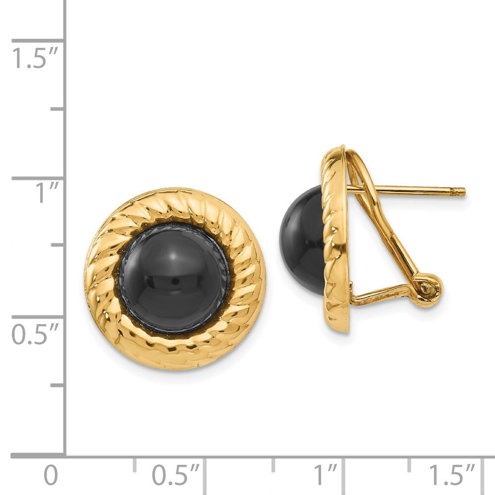 14k Yellow Gold Onyx Fancy Stud Earrings