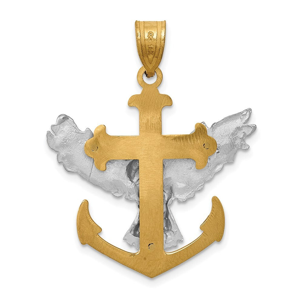 14k Two-tone Gold Mariners Cross Eagle Pendant for Women