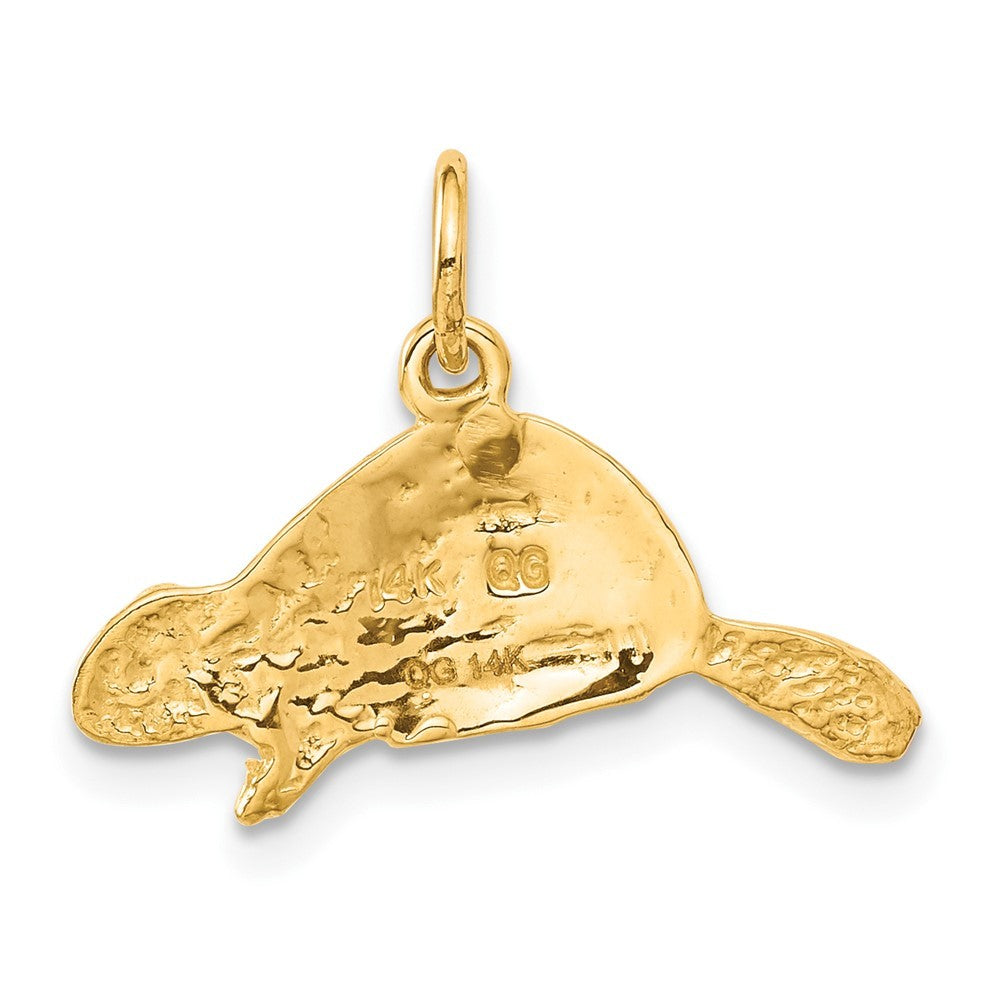 14k Yellow Gold Beaver Charm Pendant