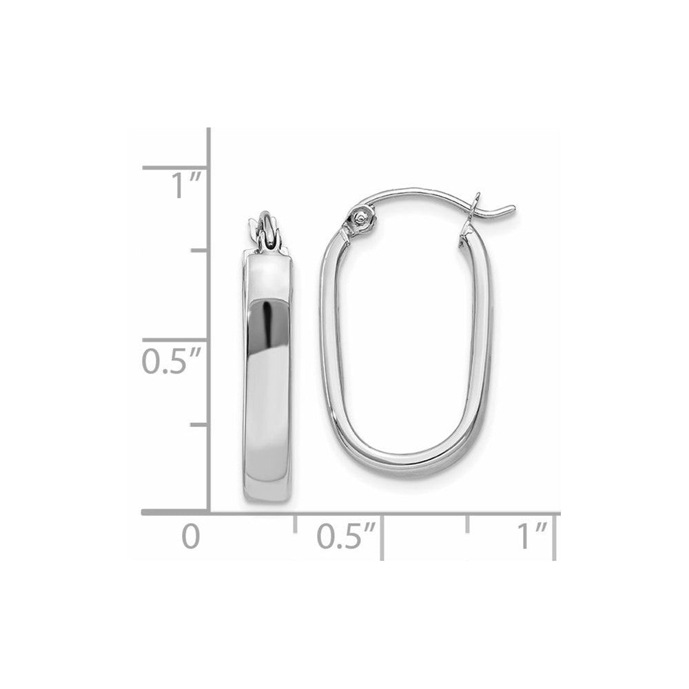 14k White Gold Polished Oval Tube Hoop Earrings