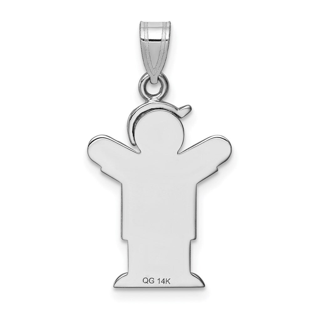 14k White Gold AA Diamond Kid Pendant for Women