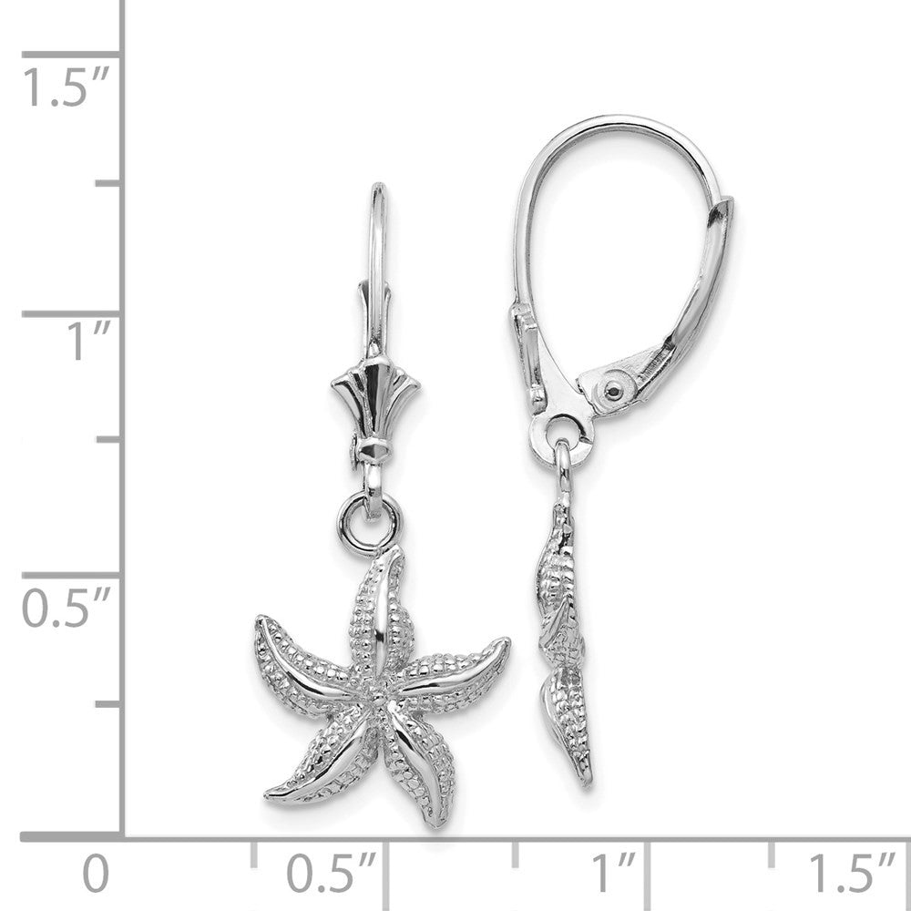 14K White Gold Starfish Drop Dangle Earrings