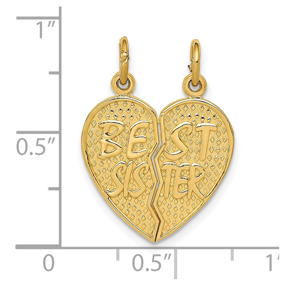 14k Yellow Gold Best Sister Break-apart Charm Pendant
