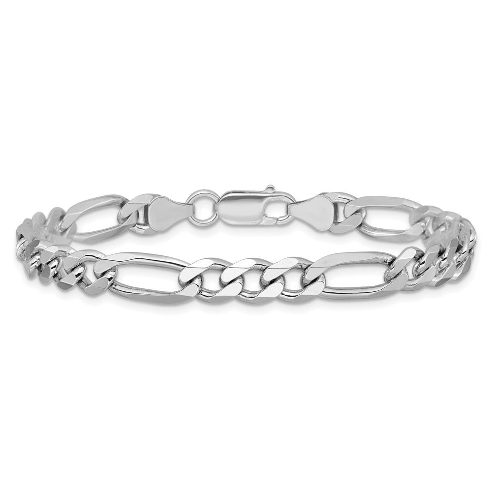 Sterling Silver Rhodium-plated 6.5mm Figaro Chain Bracelet