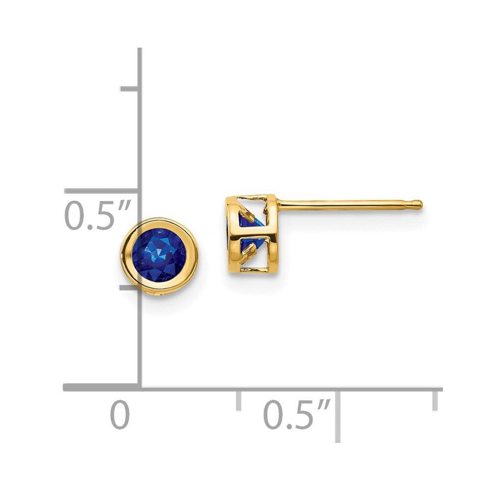 14k Yellow Gold Sapphire Stud Earrings - September Gift for Women