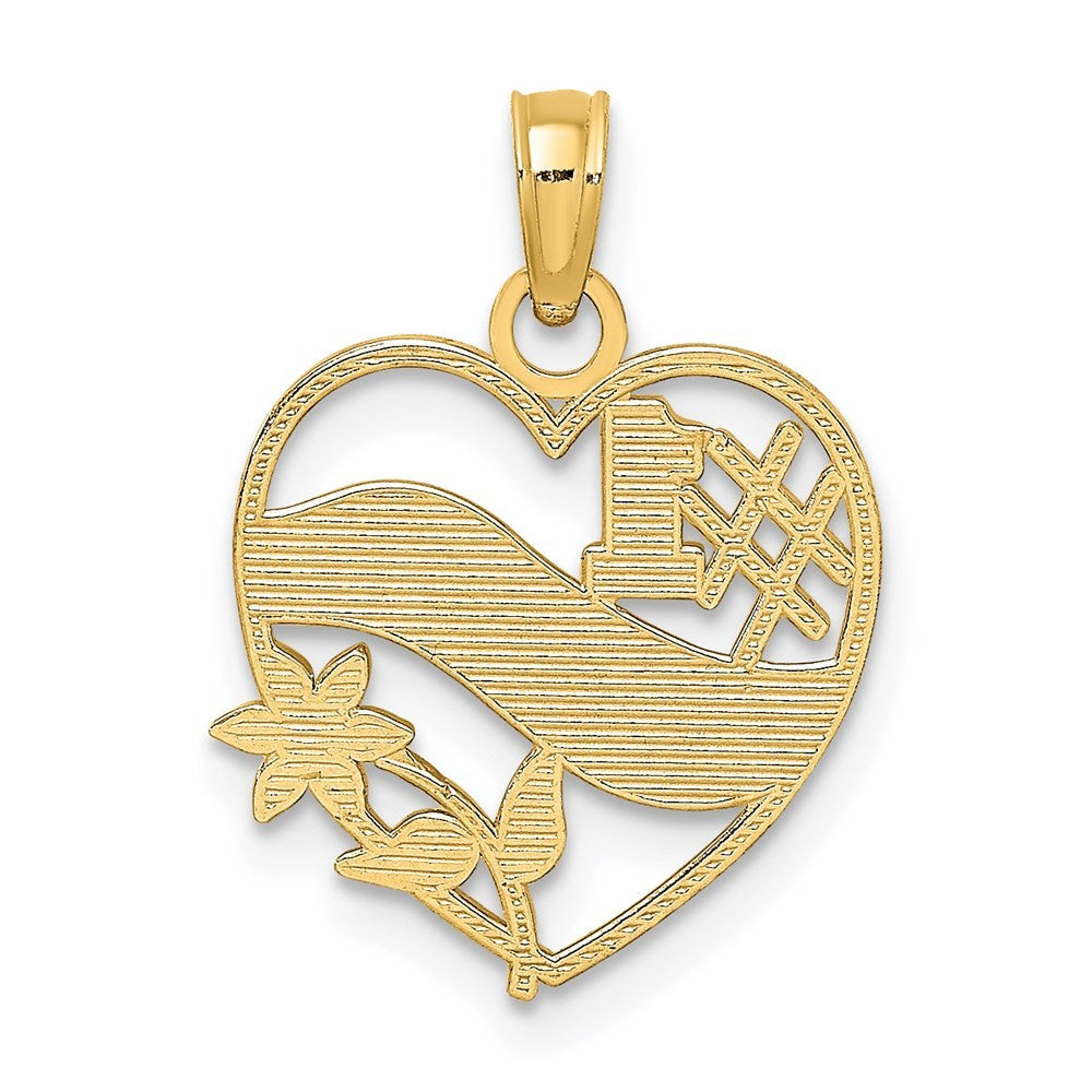 14k Yellow Gold #1 MOTHER in Heart Frame Charm