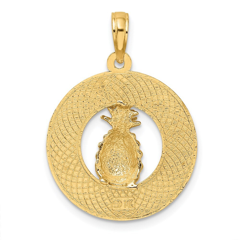 14k Yellow Gold CHARLESTON Pineapple Charm Pendant for Women