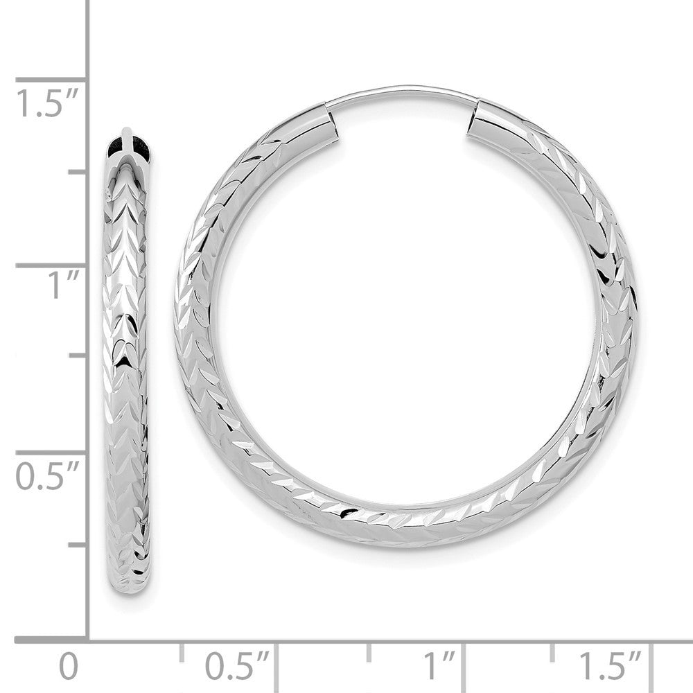 14k White Gold Polished & Diamond-Cut Endless Hoop Earrings
