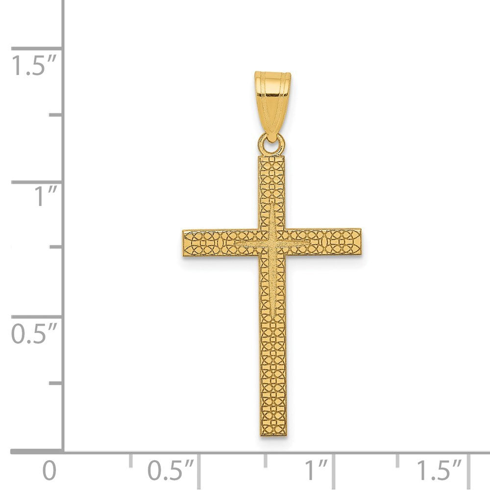 14k Yellow Gold Diamond-cut Latin Cross Pendant