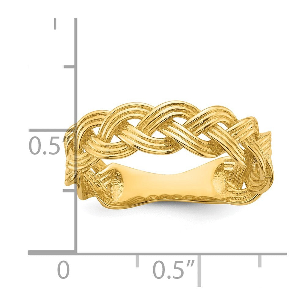 14K Yellow Gold Polished Fancy Braided Ring Size 7