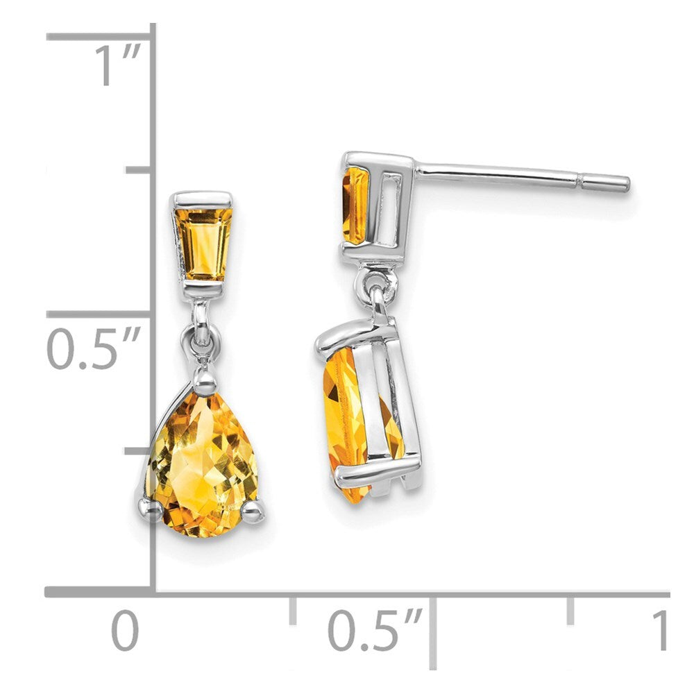 14k White Gold Citrine Dangle Earrings Gift for Women