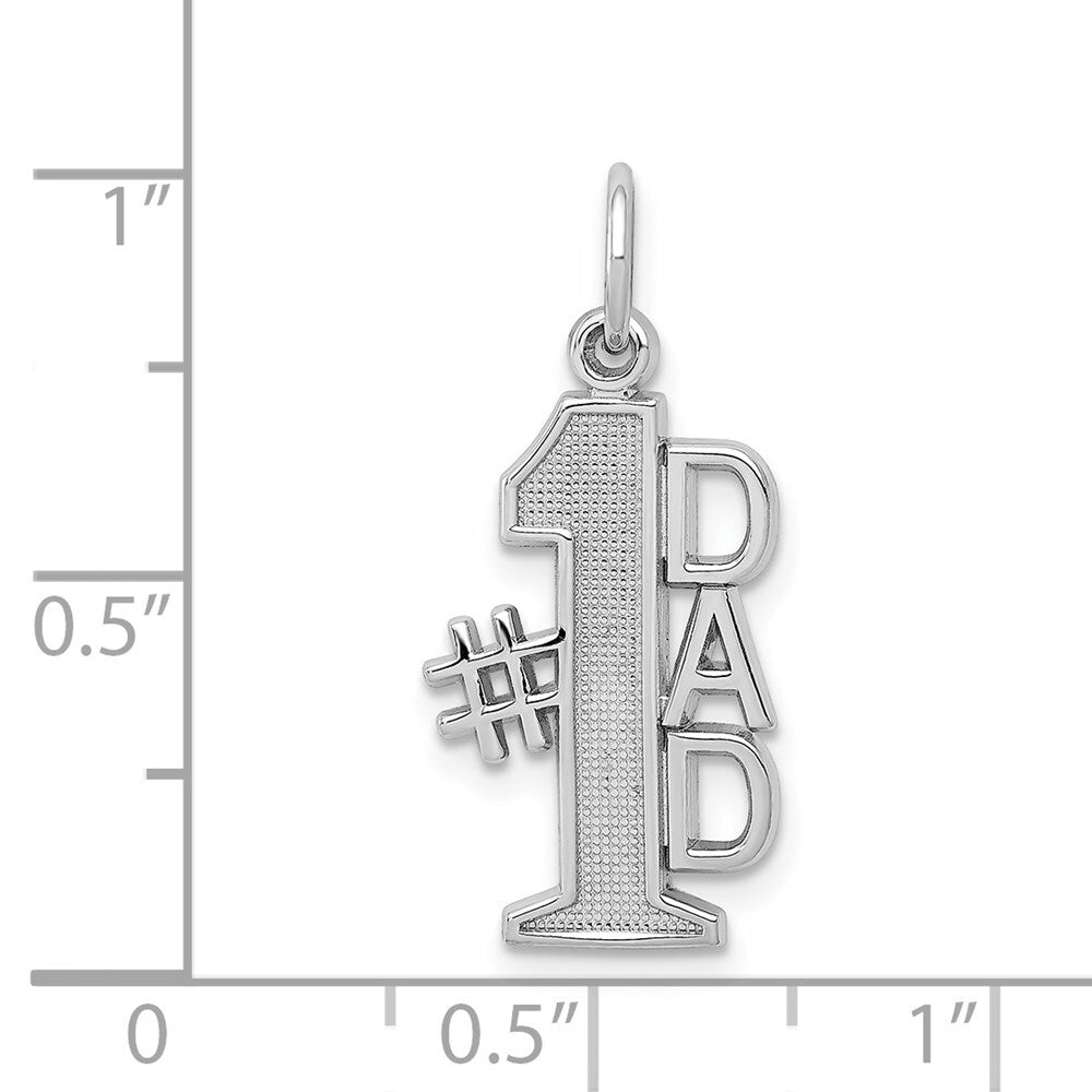 14k White Gold Polished #1 DAD Charm Pendant for Women