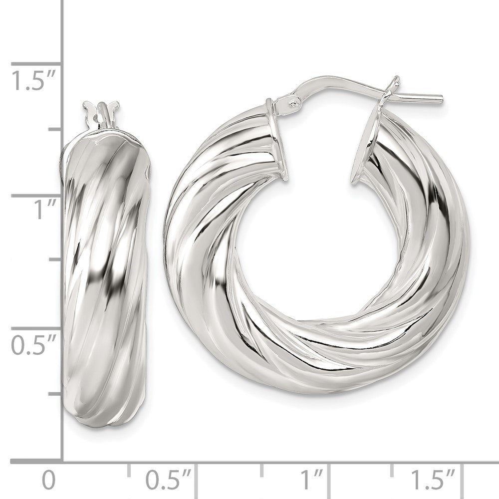 Sterling Silver Polished 8mm Twisted Tube Hoop Earrings