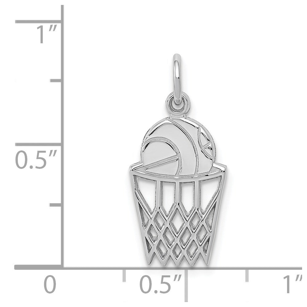 14k White Gold Basketball Charm Pendant for Women