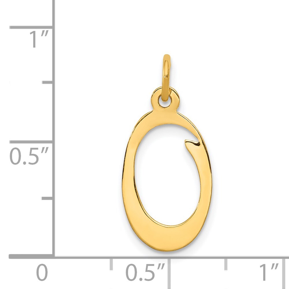 14k Yellow Gold Script Letter O Initial Charm Pendant for Women