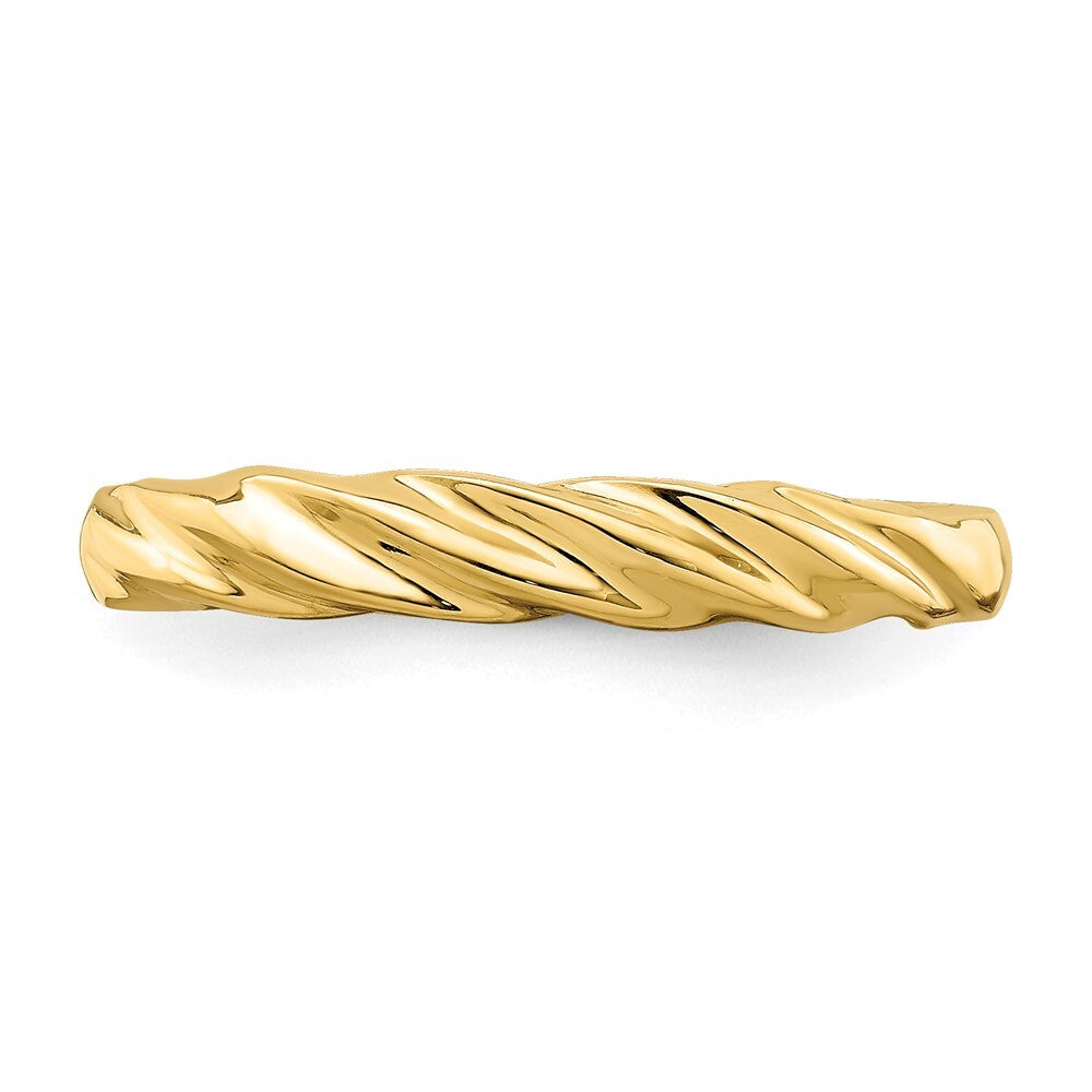 14K Yellow Gold Polished Thin Ribbed Dome Ring Size 7
