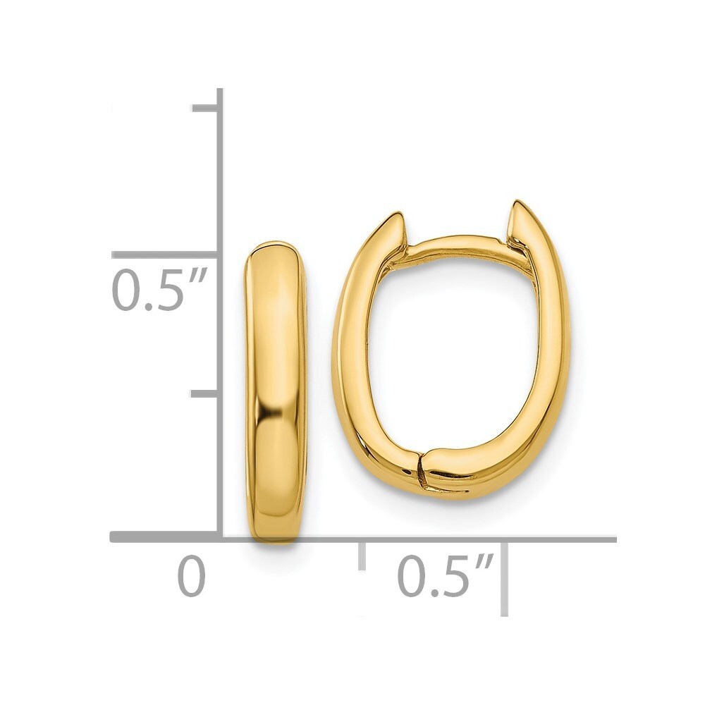 14k Yellow Gold Oval Hinged Hoop Earrings Gift for Women