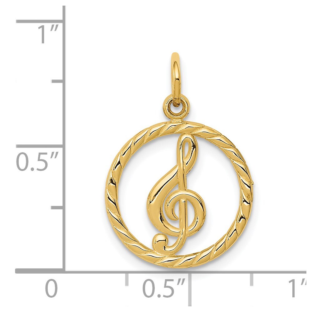 14k Yellow Gold Treble Clef Charm Pendant for Women
