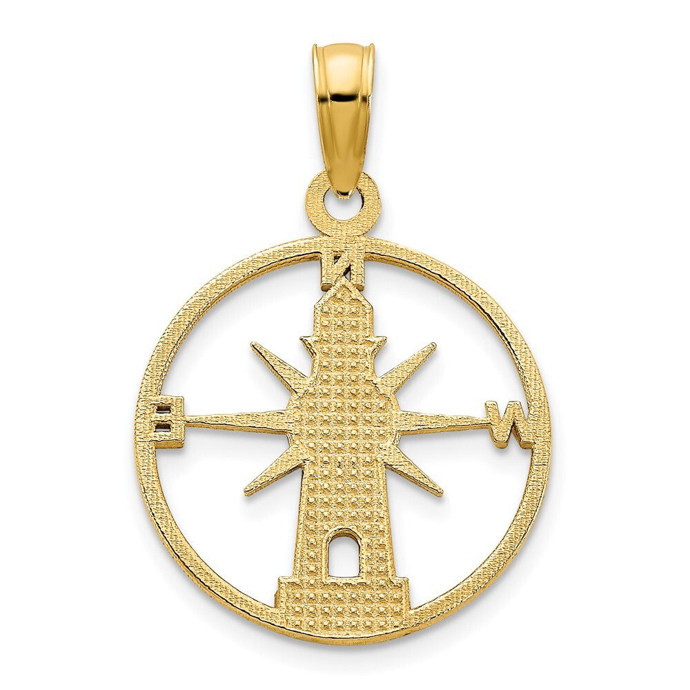 14k Yellow Gold Lighthouse Charm Pendant for Women