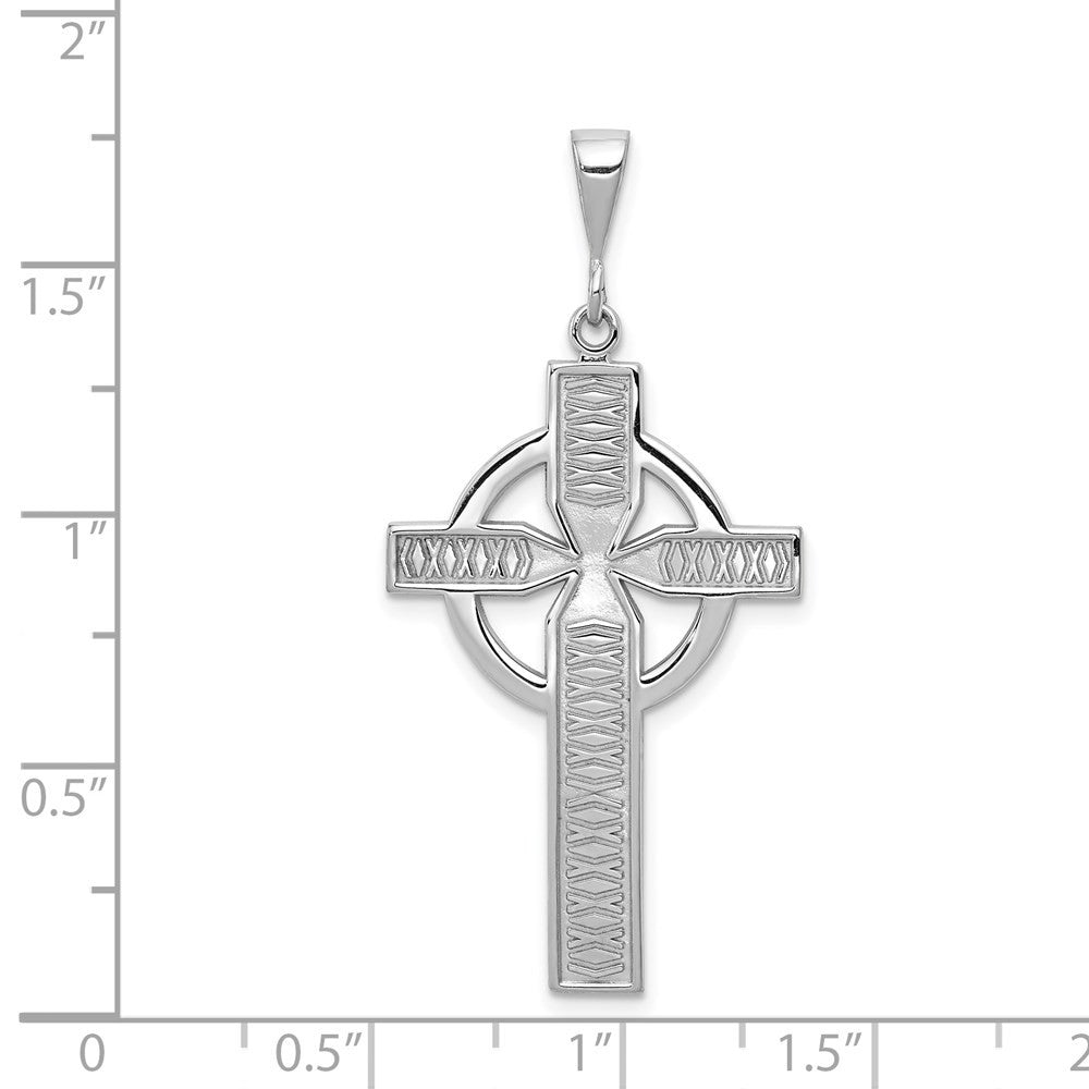 14k White Gold Celtic Cross Charm Pendant