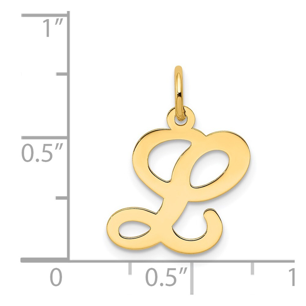 14k Yellow Gold Script Letter L Initial Charm Pendant for Women