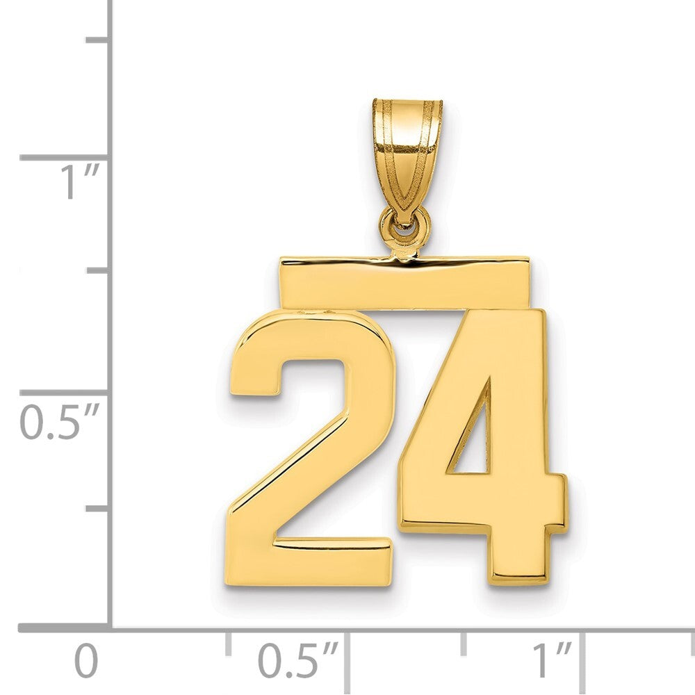 14k Yellow Gold Medium Polished Number 24 Charm Pendant for Women