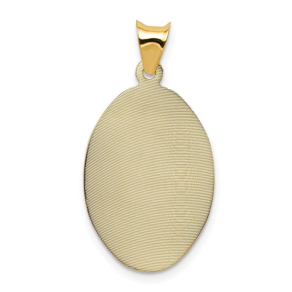 14k Yellow Gold Polished Diamond-Cut Sagrado Corazon Oval Pendant for Women
