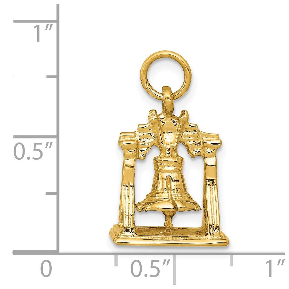 14k Yellow Gold Solid Polished 3-D Liberty Bell Charm Pendant for Women