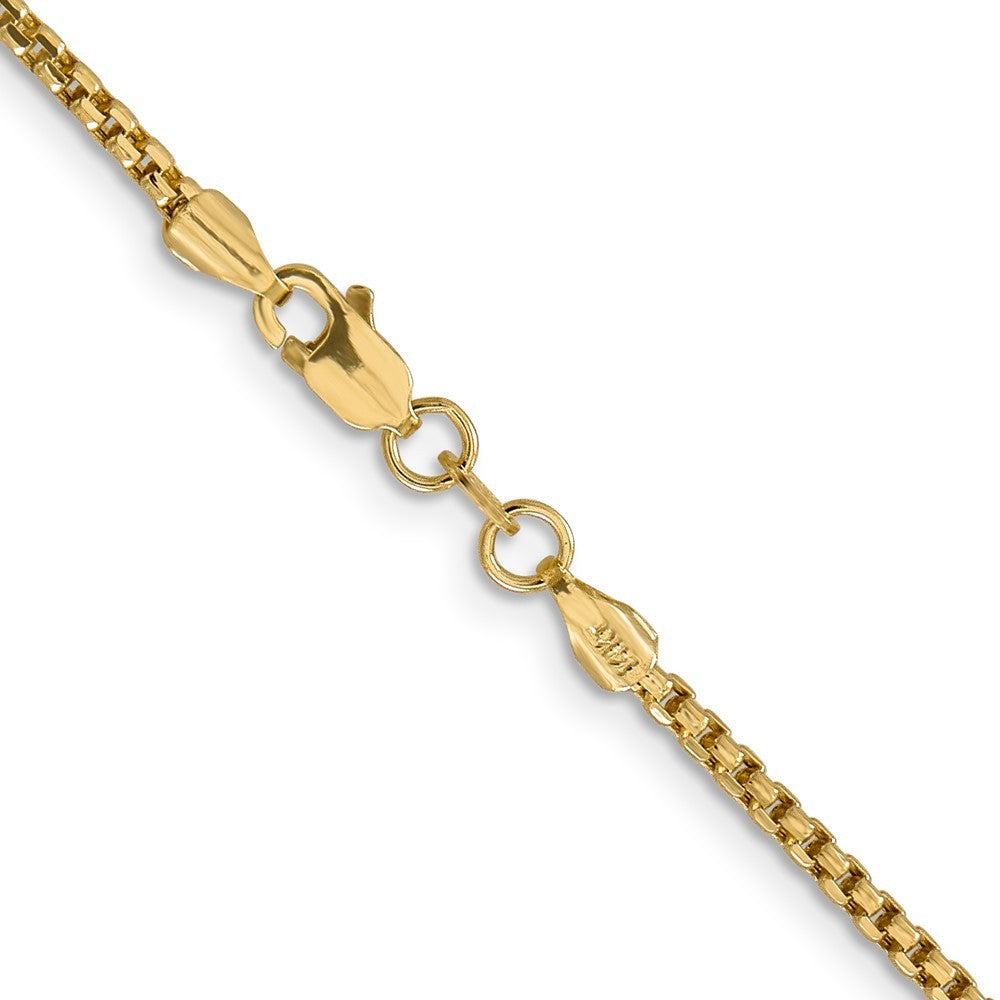 14k Yellow Gold 16 inch 1.75mm Semi-Solid Round Box Chain Necklace