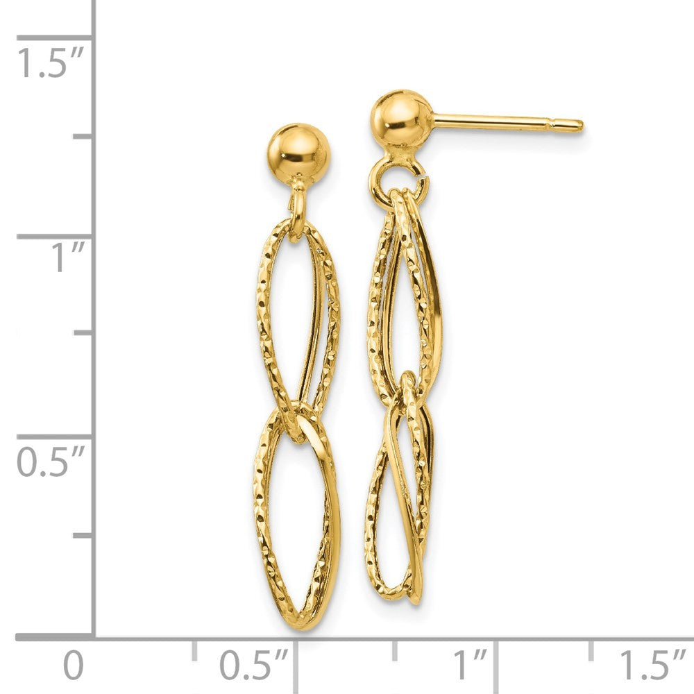 14k Yellow Gold Polished Textured Dangle Earrings