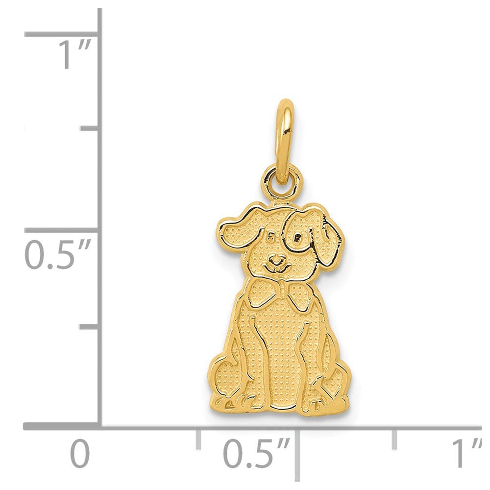 14k Yellow Gold Puppy Charm Pendant for Women