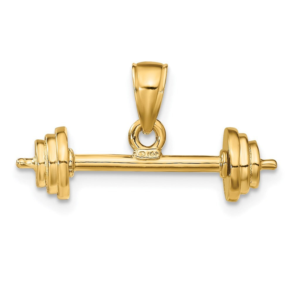 14k Yellow Gold 3-D Barbell Pendant