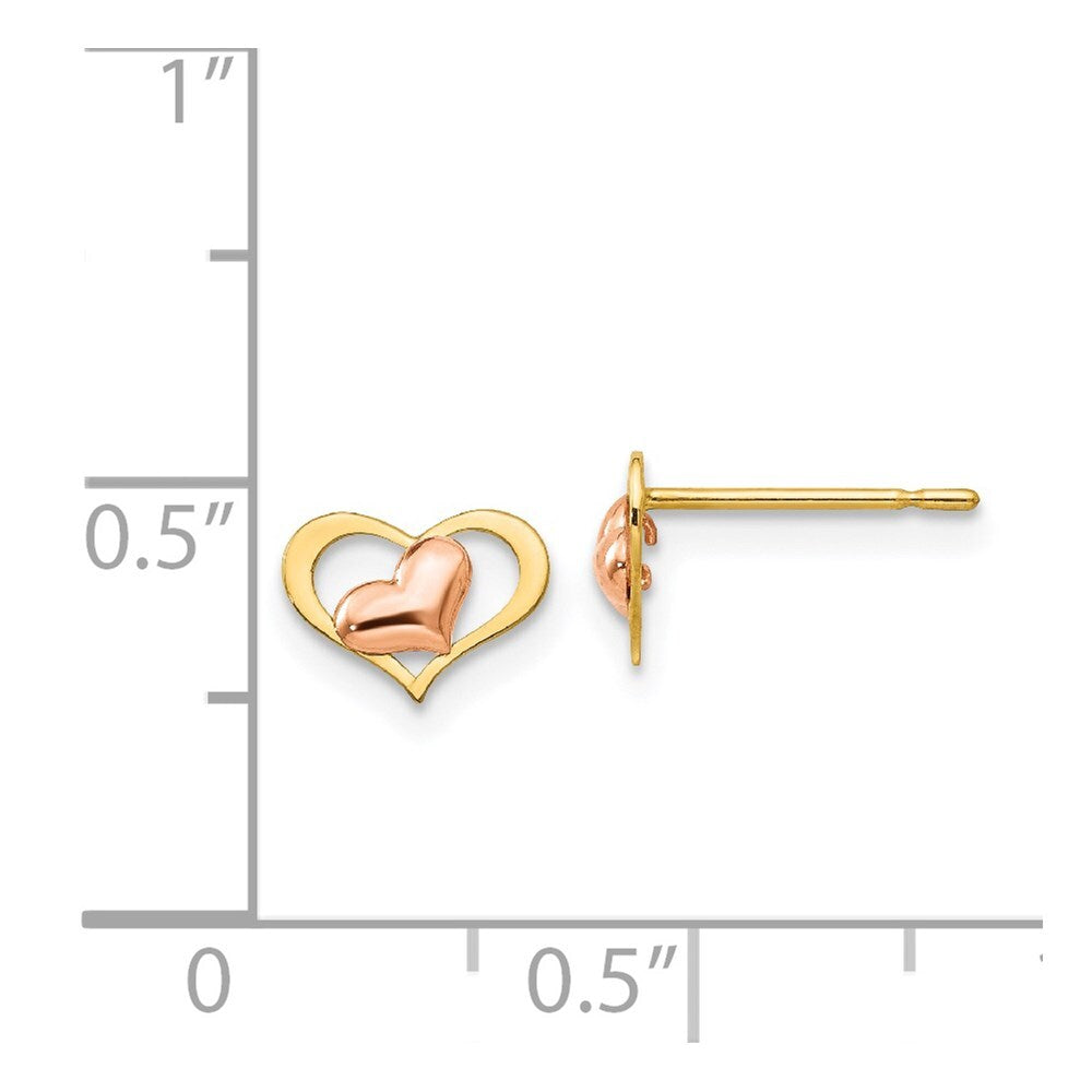 14k Yellow & Rose Gold Madi K Children's Heart Stud Earrings