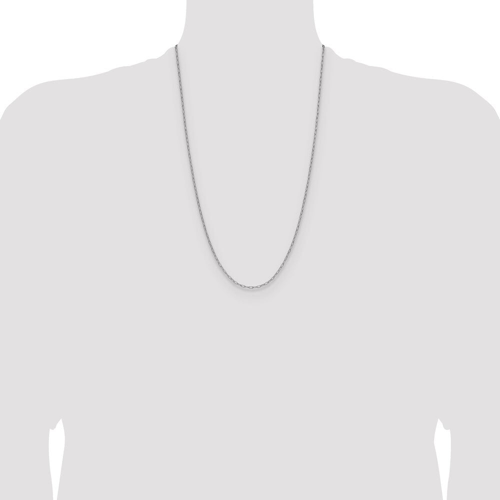 14k White Gold 2.2mm Semi-Solid Beveled Paperclip Chain