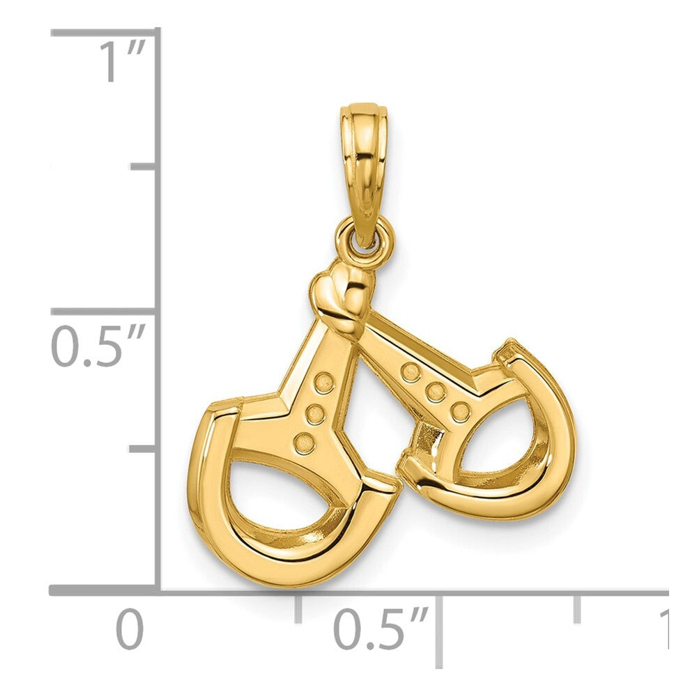 14k Yellow Gold Polished Stirrups Pendant for Women