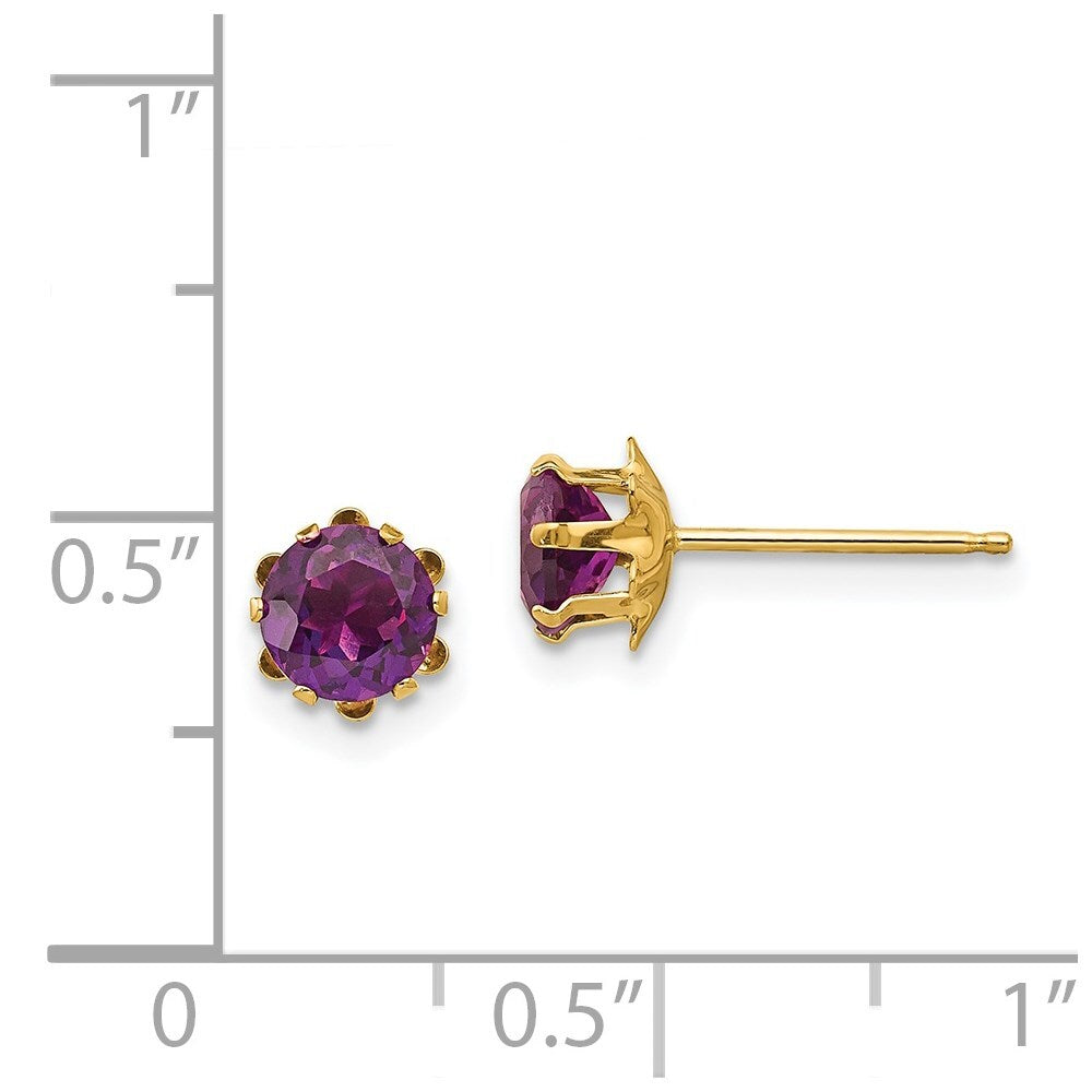14k Yellow Gold 5mm Cubic Zirconia Birthstone (Jun) Stud Earrings