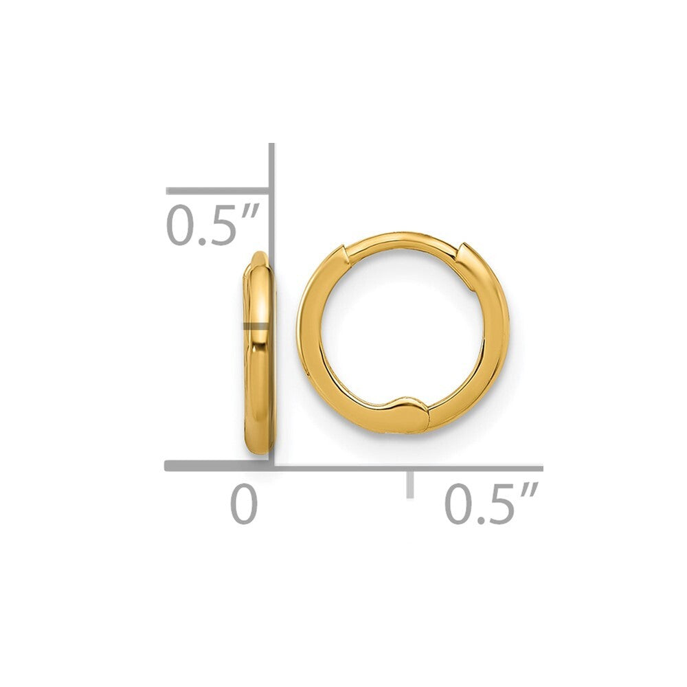 14k Yellow Gold Polished 1.45x10mm Hinged Huggie Hoop Earrings Gift for Women