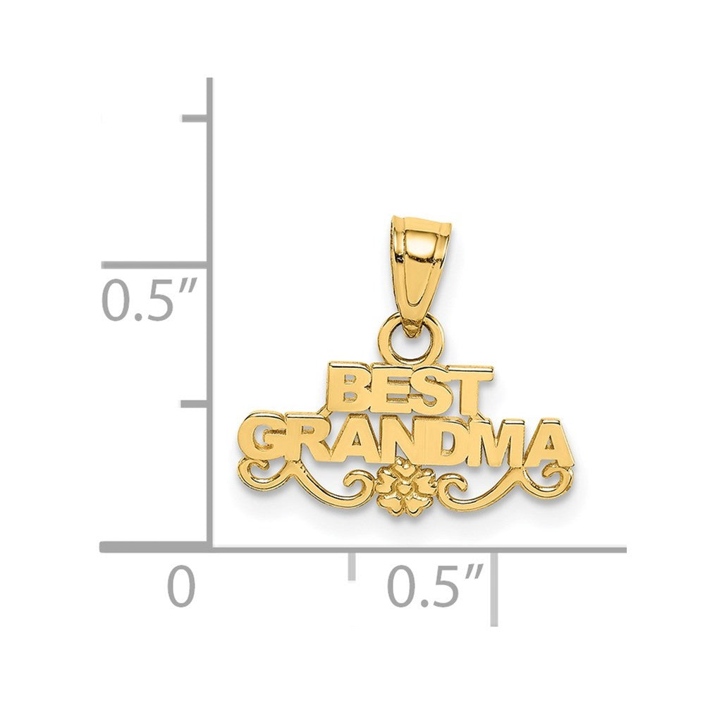 14k Yellow Gold BEST GRANDMA with Flower Pendant