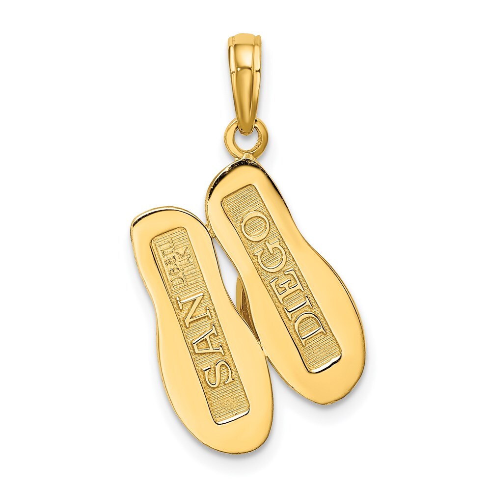 14k Yellow Gold Large SAN DIEGO Double Flip-Flop Charm Pendant for Women
